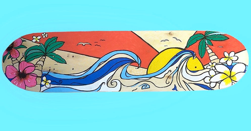 Skateboard deck design using POSCA Paint Pens - Colourverse
