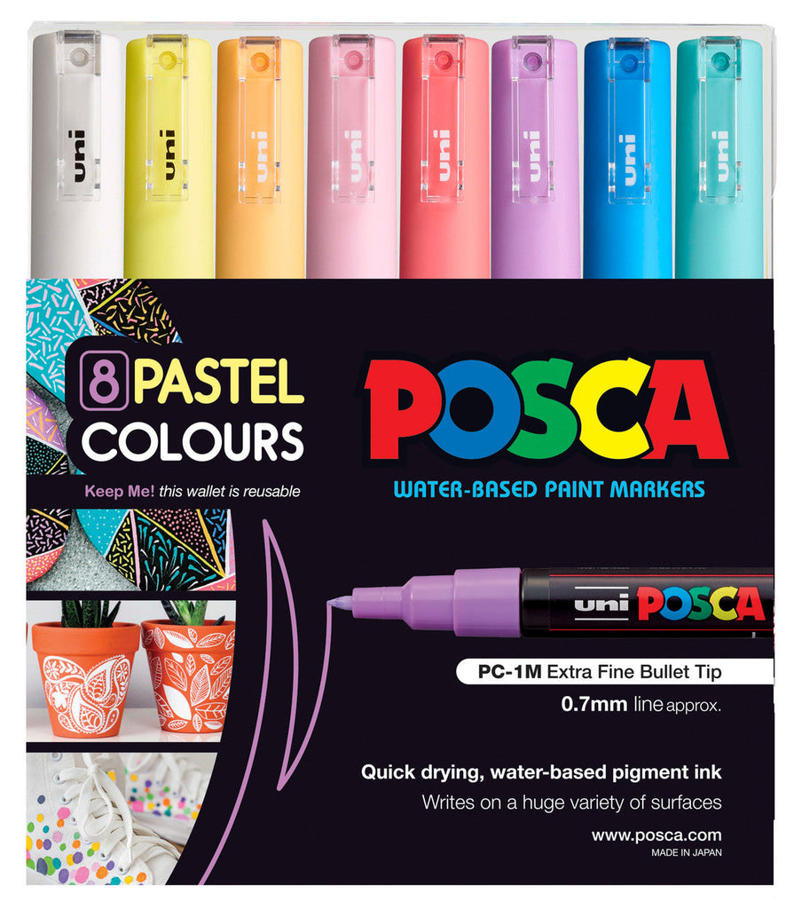 POSCA PC1M Paint Marking Pen - PASTEL COLOURS - Set of 8 - Creative Kids Lab