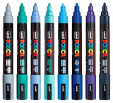 POSCA PC5M Paint Marking Pen - COOL COLOURS - Set of 8 - Creative Kids Lab