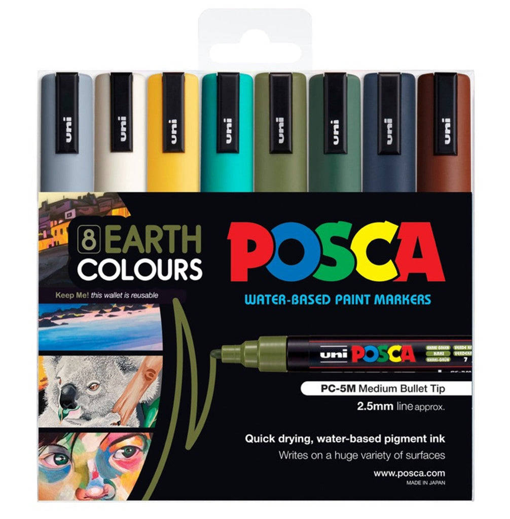 POSCA PC5M Paint Marking Pen - EARTH COLOURS - Set of 8 - Creative Kids Lab