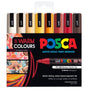 posca pc5m paint marker pen - warm colours - set of 8 for school and studio art use