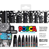 POSCA Assorted Tips - Black ink colour Only - 8 Pack - Creative Kids Lab