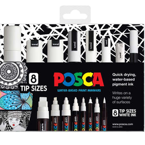 POSCA Assorted Tips - White ink colour Only - 8 Pack - Creative Kids Lab