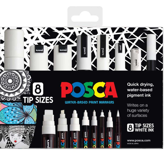 POSCA Assorted Tips - White ink colour Only - 8 Pack - Creative Kids Lab