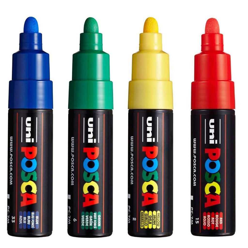 POSCA PC7M Paint Marking Pen - ASSORTED COLOURS - Set of 4 - Creative Kids Lab
