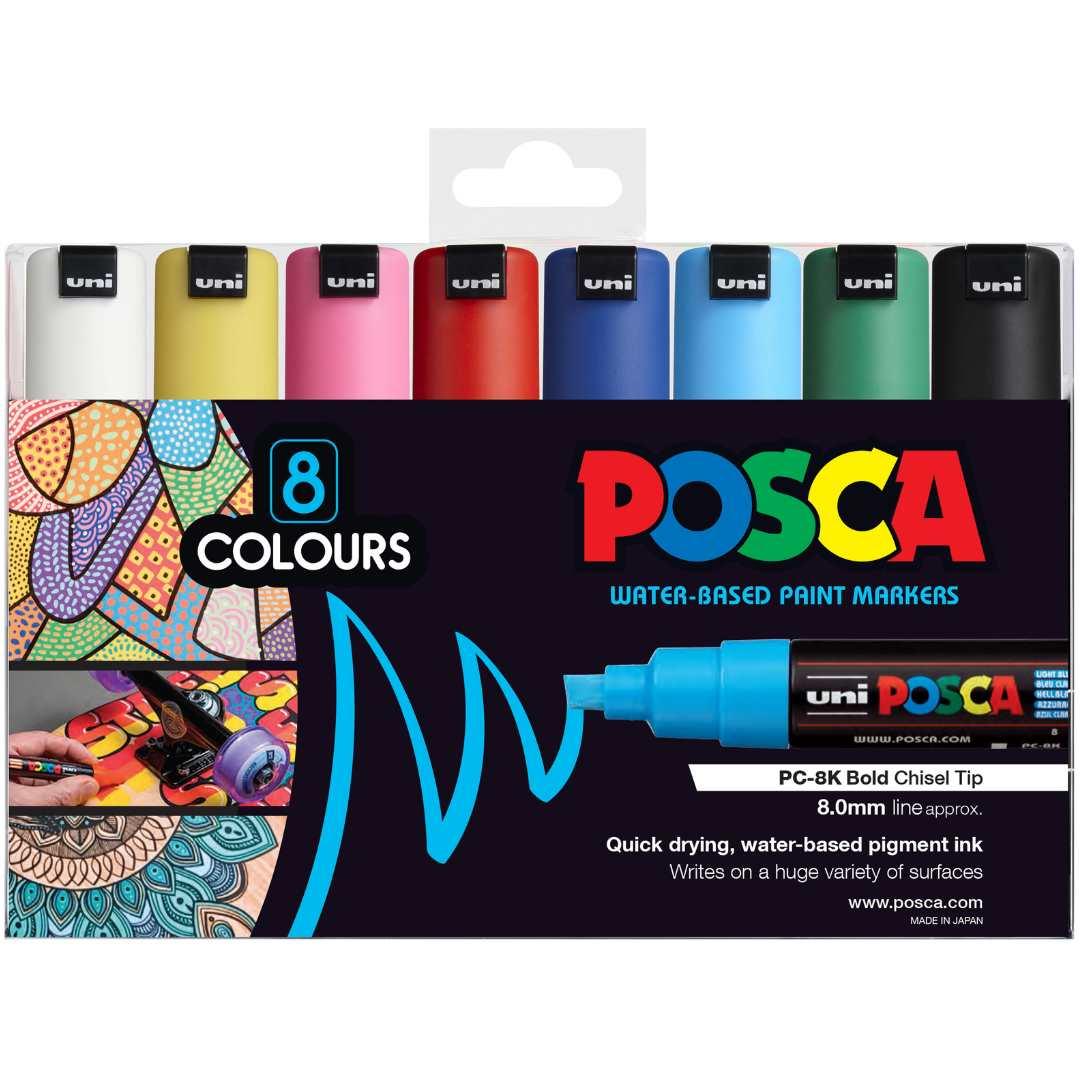 POSCA PC8K Paint Marking Pen - ASSORTED COLOURS- 8 Pack - Creative Kids Lab