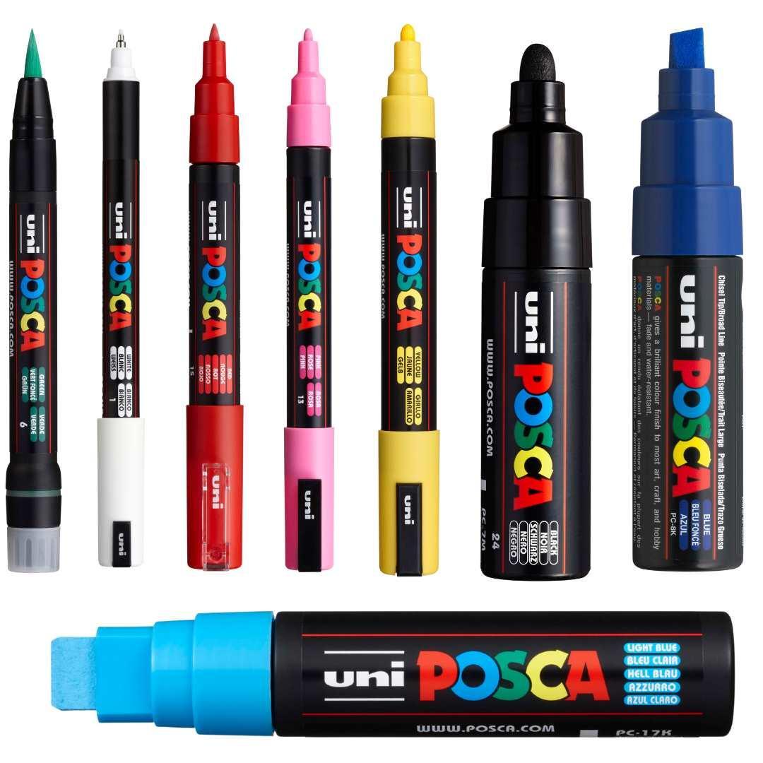 Pack of 8 x POSCA pens in 8 x Tips in assorted colours Colourverse