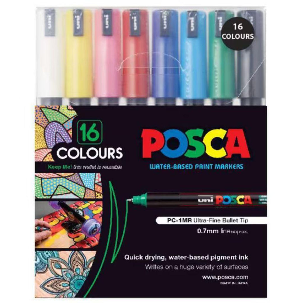 POSCA PC1MR Paint Marking Pen - ASSORTED COLOURS- Set of 16 - Colourverse
