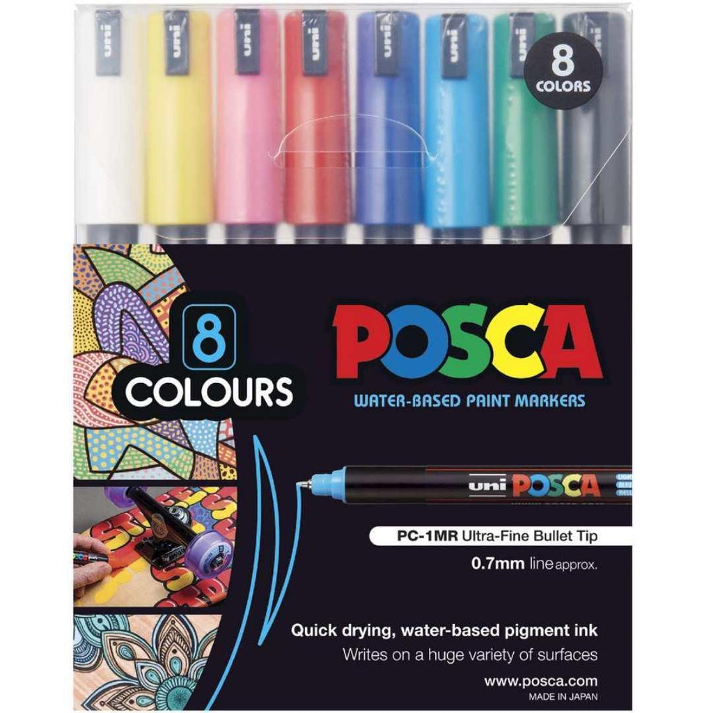POSCA PC1MR Paint Marking Pen - ASSORTED COLOURS- Set of 8 - Colourverse