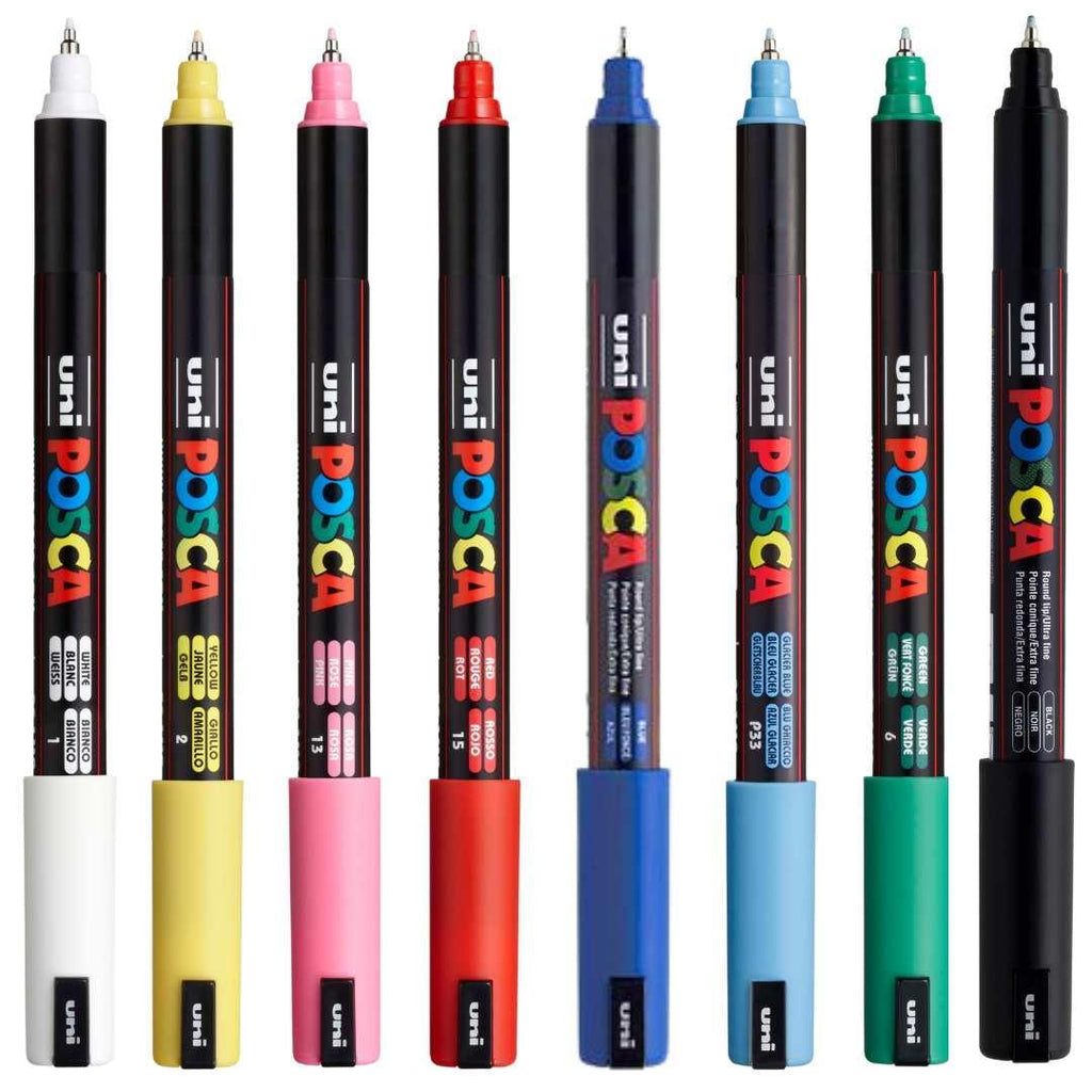 POSCA PC1MR Paint Marking Pen - ASSORTED COLOURS- Set of 8 - Colourverse