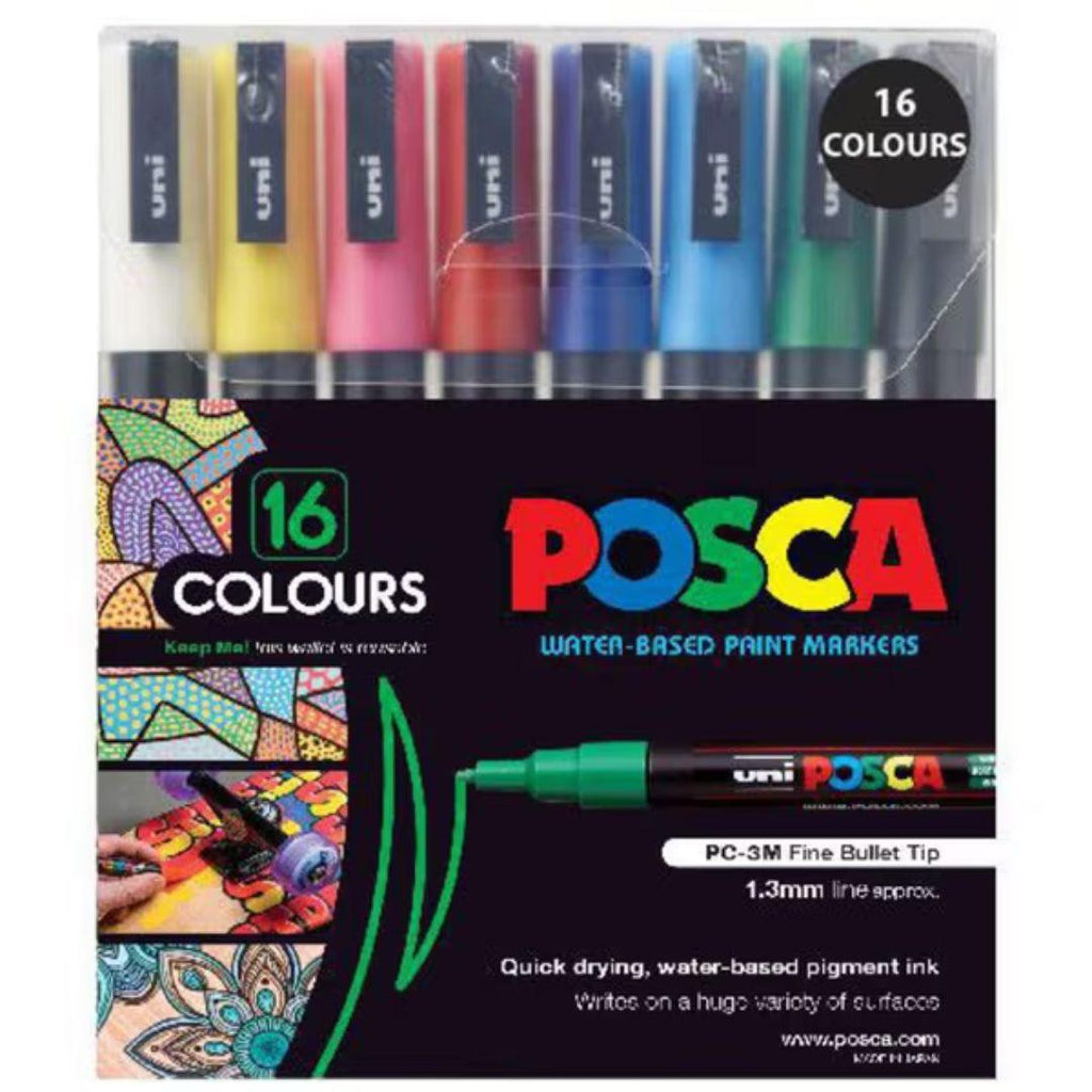 POSCA PC3M Paint Marking Pen - STANDARD COLOURS - Set of 16 - Colourverse