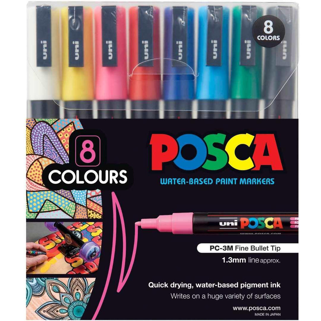 POSCA PC3M Paint Marking Pen - STANDARD COLOURS - Set of 8 - Colourverse