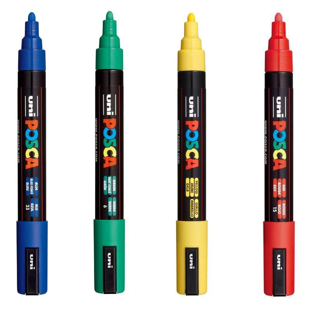 POSCA PC5M Paint Marking Pen - ASSORTED COLOURS - Set of 4 - Colourverse