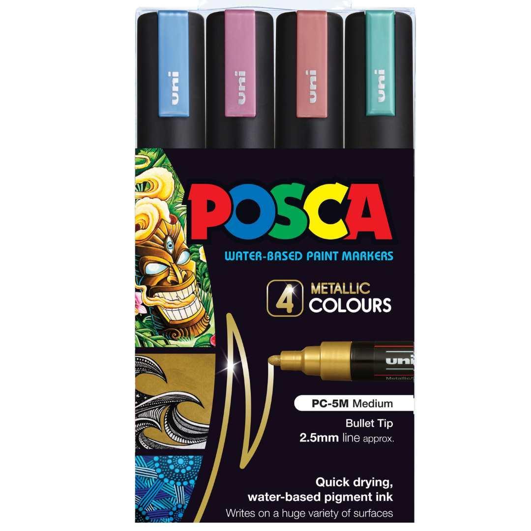 POSCA PC5M Paint Marking Pen - METALLIC COLOURS - Set of 4 - Colourverse