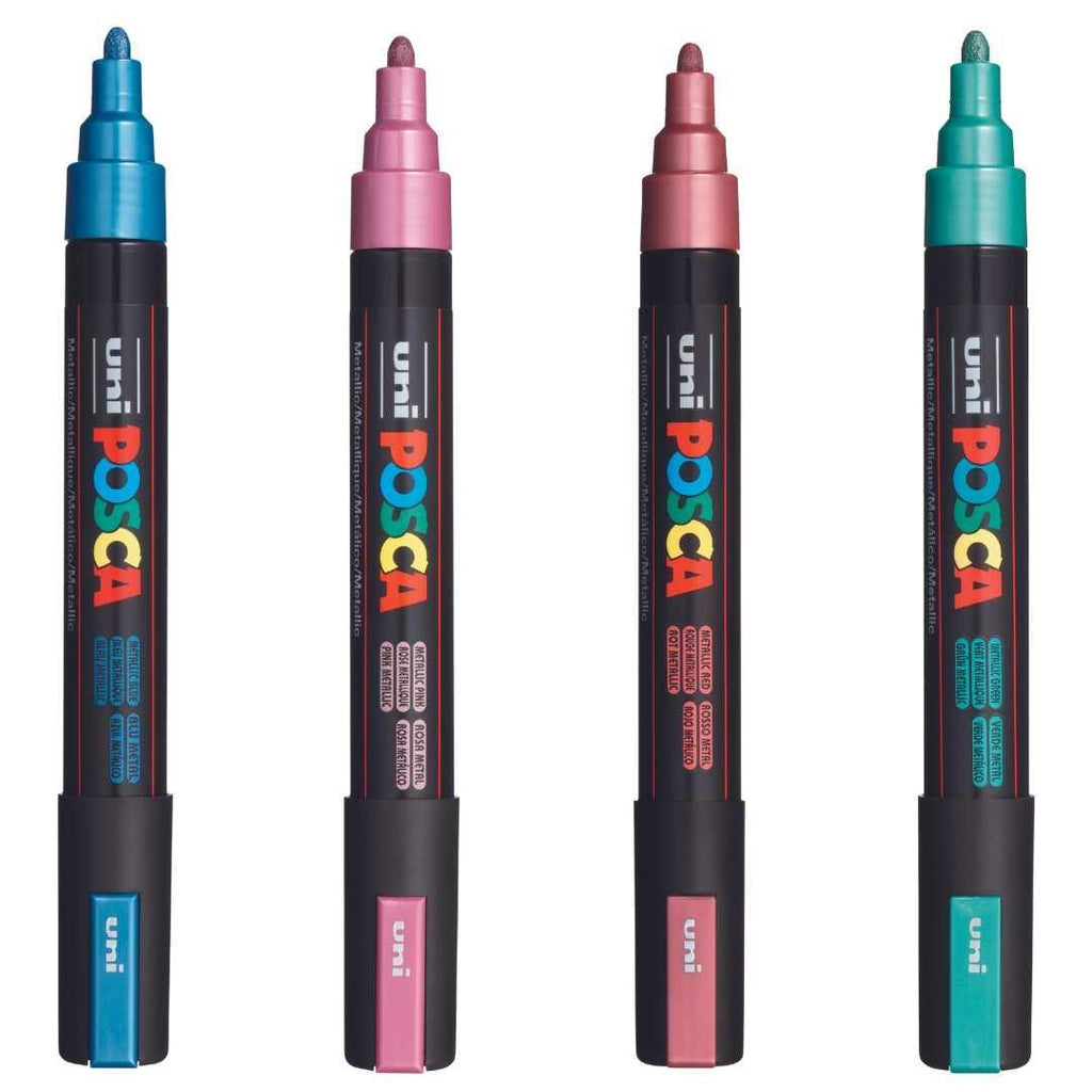 POSCA PC5M Paint Marking Pen - METALLIC COLOURS - Set of 4 - Colourverse