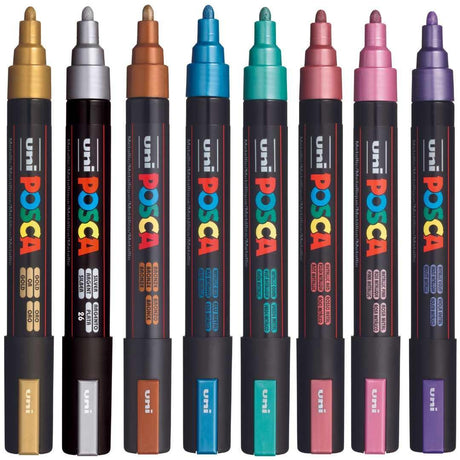 POSCA PC5M Paint Marking Pen - METALLIC COLOURS - Set of 8 - Colourverse
