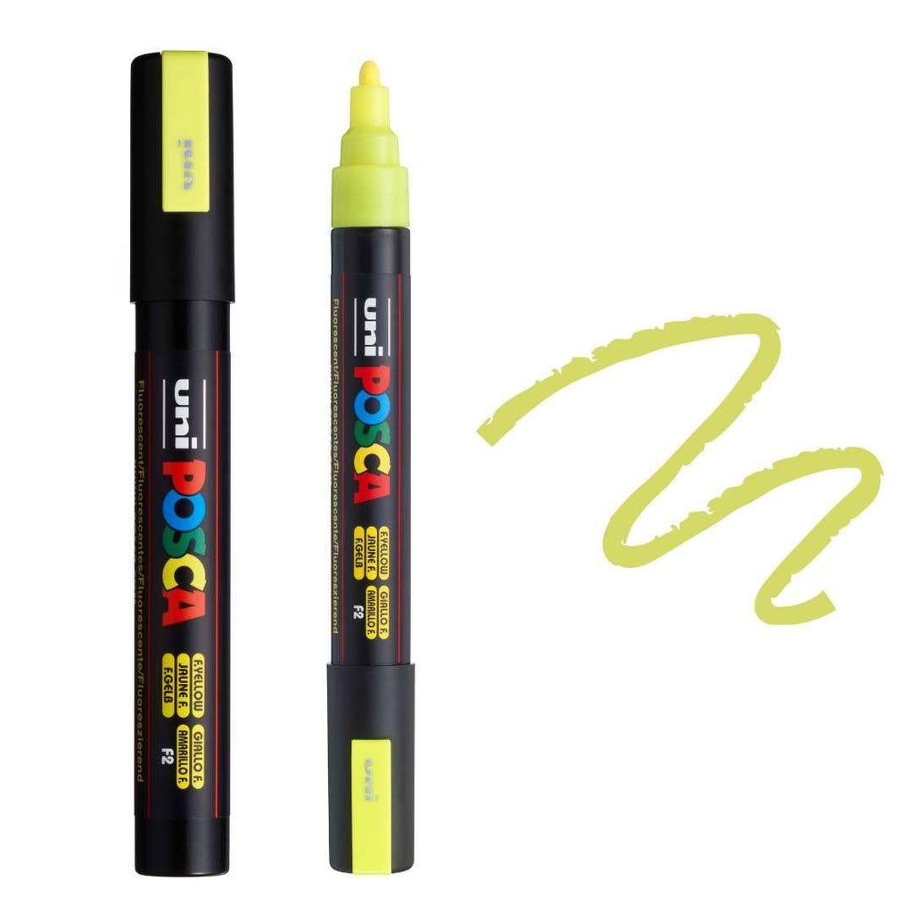 POSCA PC5M Paint Pen - FLUORESCENT YELLOW - Colourverse