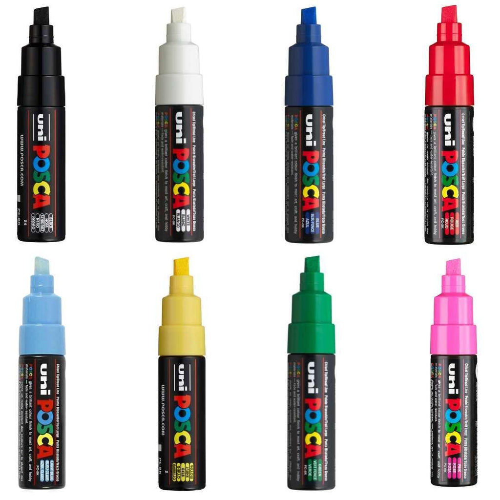 POSCA PC8K Paint Marking Pen - ASSORTED COLOURS- 8 Pack - Colourverse