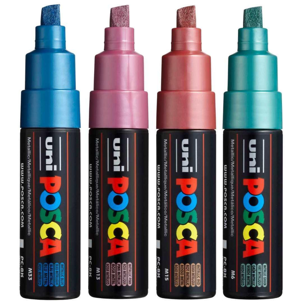 POSCA PC8K Paint Marking Pen - METALLIC COLOURS - 4 Pack - Colourverse